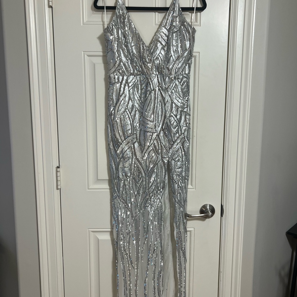 Banjul Sparkly Silver Sequin Dress